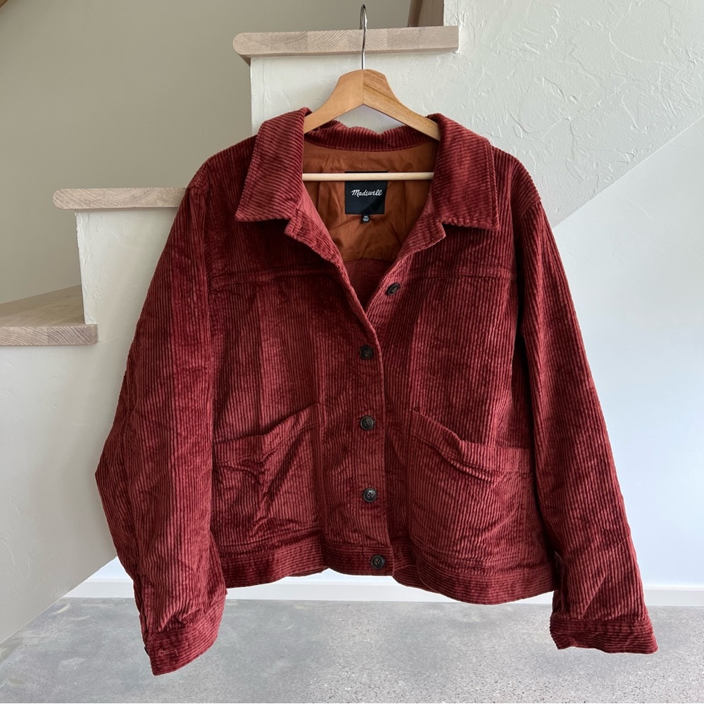 Madewell Maroon Corduroy Button Front Jacket 3X